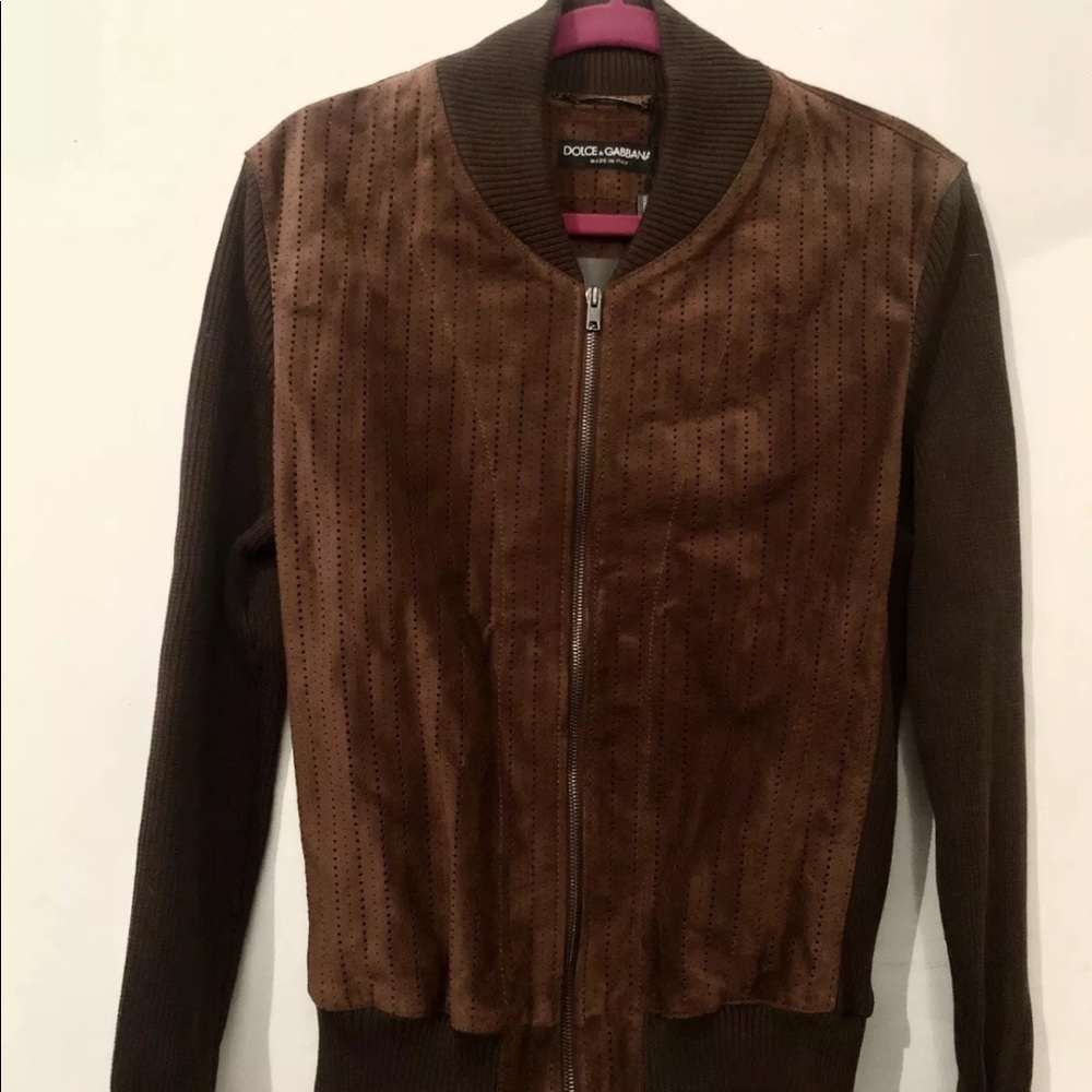 Dolce & Gabbana Brown Suede and Knit Bomber
